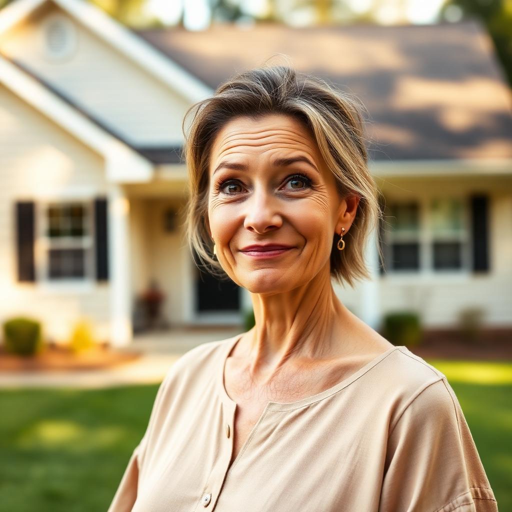 Happy Georgia homeowner smiling in her kitchen after her project was handled